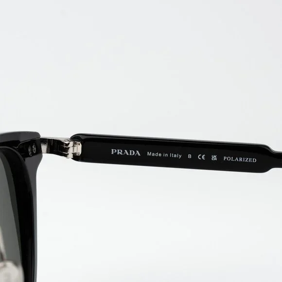 Prada Women Sunglasses Black Green Polarized Oval PR17YS 1AB03R BRAND NEW